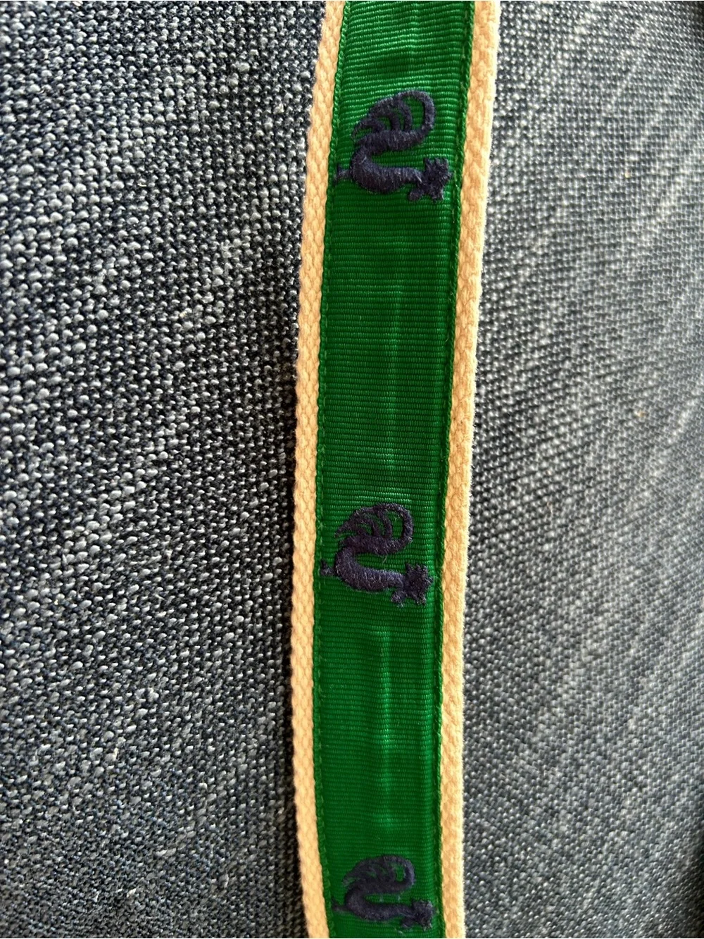 Vintage j crew Green Embroidered Web Belt with Leather Trim and Roosters! - Picture 5 of 6